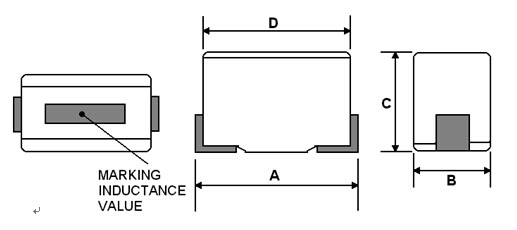 EBWS系列绕线电感尺寸及边长示意图